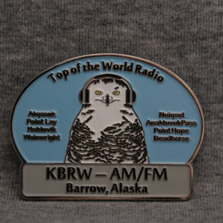 Snowy Owl with Headphones lapel pin