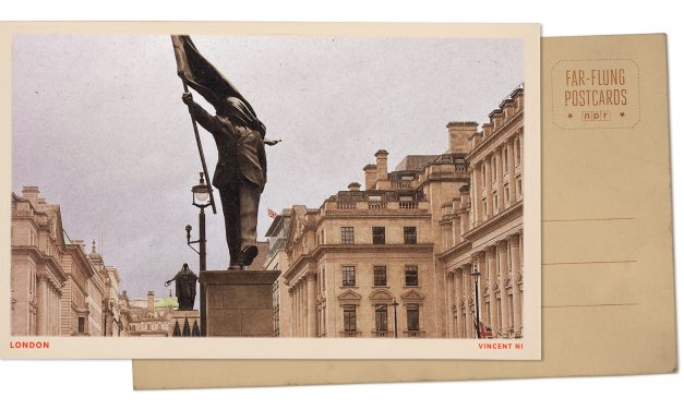 Greetings from London, where Banksy’s flag man is a warning cry